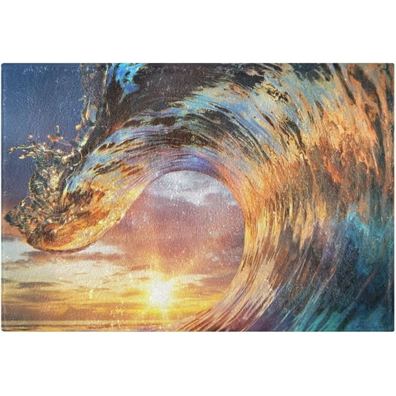GZHJMY Waves Sunset Beach Summer Bath Mat for Bathroom Rugs Rectangle Carpet for Shower, Fluffy Absorbent & Machine Washable, 16x24 Inch Carpet Runner