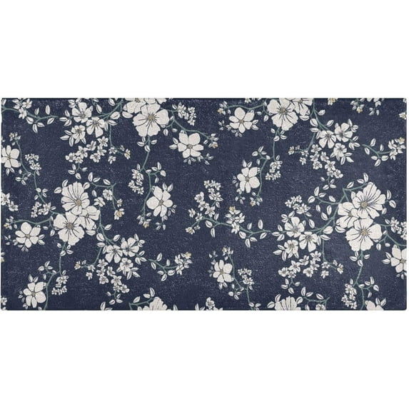 GZHJMY White Daisy Bathroom Rug Mat,Soft and Absorbent Bath Mats Non-Slip Carpet Machine Washable Kitchen Mat for Bathroom, Tub and Shower 39x20in Carpet Runner