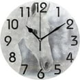 thumbnail image 1 of GZHJMY White Horse Round Wall Clock, 9.5 Inch Battery Operated Quartz Analog Quiet Desk Clock for Home,Office,School,Kitchen, 1 of 4