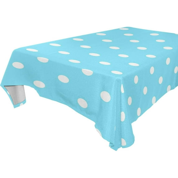 GZHJMY White Polka Dots Tablecloth, Rectangle Waterproof Washable Polyester Table Cover for Picnic Dinner Holiday Party Decor, 60 x 60 Inch