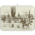 thumbnail image 1 of GZHJMY Wild West Desert Cowboy Dish Drying Mat for Kitchen Counter, Ultra Absorbent Reversible Microfiber Dishes Drying Rack Pad Heat-resistant Mats 16x18in, 1 of 7