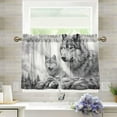 thumbnail image 1 of GZHJMY Wolf Half Window Tier Curtains 36 Inch Blackout Thermal Insulating Kitchen Linen Tier Curtains for Kitchen,Bathroom,Cafe, 1 of 7