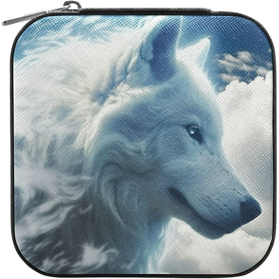 GZHJMY Wolf Leather Jewelry Box,Portable Mini Jewelry Case Traveling Jewelry Organizer for Rings Necklaces Bracelets Earrings