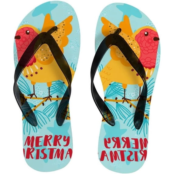 GZHJMY Women Flip Flops Slippers Christmas New Year Winter Robin Birds Animal Sandals for Beach Summer Shower Men Boy Girl Kid Summer Slippers