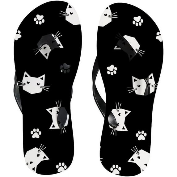 GZHJMY Women Flip Flops Slippers Cute Black White Cats Sandals for Beach Summer Shower Men Boy Girl Kid Summer Slippers