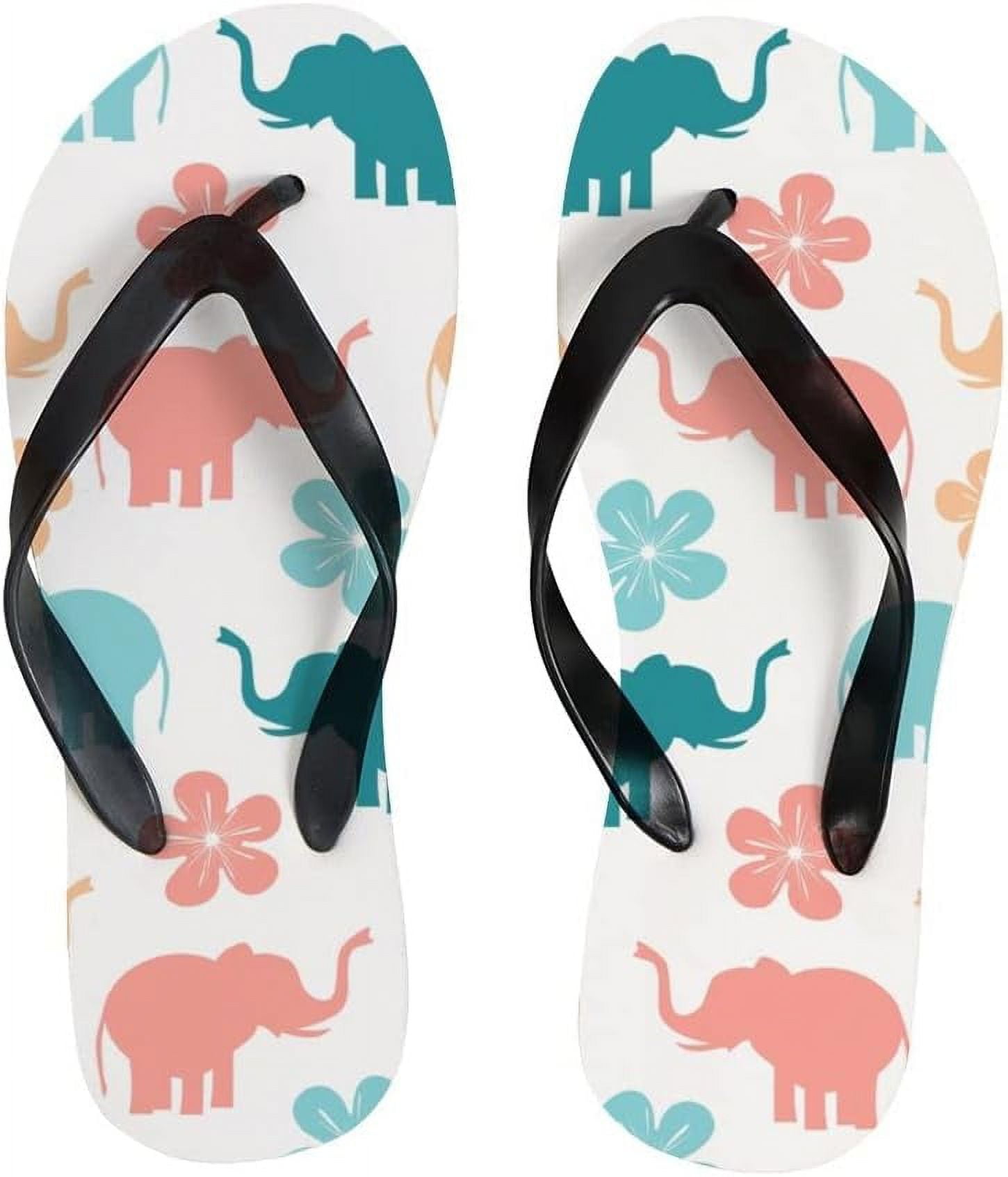 GZHJMY Women Flip Flops Slippers Cute Elephants Animal Flowers Sandals for Beach Summer Shower Men Boy Girl Kid Shoes Walmart
