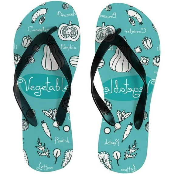 GZHJMY Women Flip Flops Slippers Vegetables Alphabet Letter Blue Sandals for Beach Summer Shower Men Boy Girl Kid Shoes