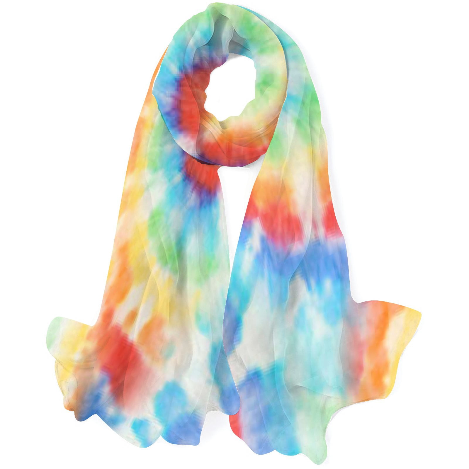 Women Artsy Pure Color Shirred Shawl Scarf main image 1