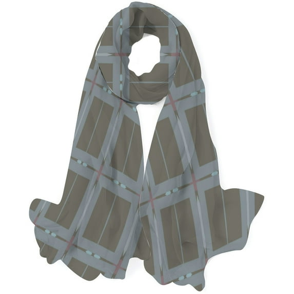 GZHJMY Women Girls Long Silk Scarf, Grey Plaid Summer Lightweight Shawl, Outdoor Floral Large Wrap 71X35 Inch