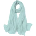 thumbnail image 1 of GZHJMY Women Girls Long Silk Scarf, Light Blue Solid Color Summer Lightweight Shawl, Outdoor Floral Large Wrap 71X35 Inch, 1 of 5
