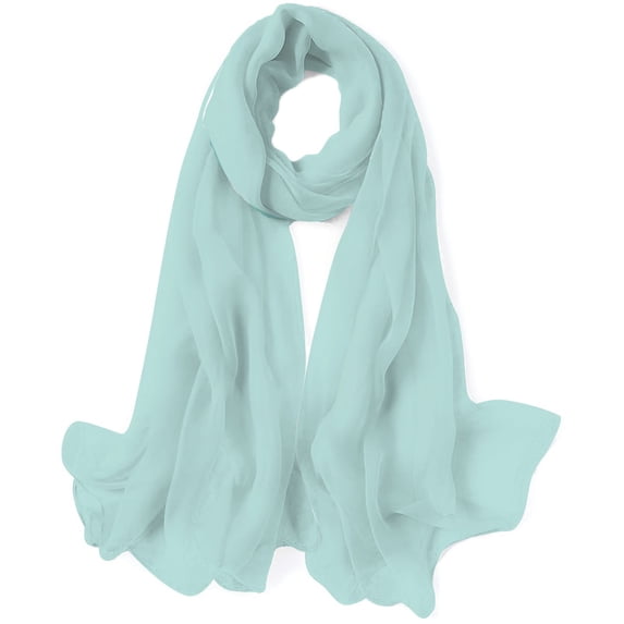 GZHJMY Women Girls Long Silk Scarf, Light Blue Solid Color Summer Lightweight Shawl, Outdoor Floral Large Wrap 71X35 Inch