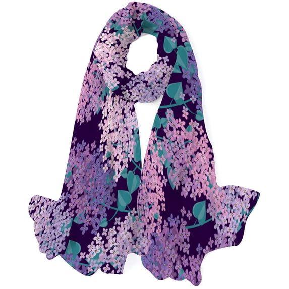 GZHJMY Women Girls Long Silk Scarf, Spring Blossom Seamless Pattern Summer Lightweight Shawl, Outdoor Floral Large Wrap 71X35 Inch