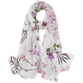 thumbnail image 1 of GZHJMY Women Girls Long Silk Scarf, Vintage Pink Flower Summer Lightweight Shawl, Outdoor Floral Large Wrap 71X35 Inch, 1 of 5