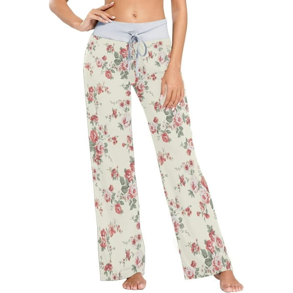 GZHJMY Women's Pajama Pants Elegant Rose Flower Comfy Stretch Sleepwear Essentials womens Lightweight Lounge Terry Pajama Pant, X-Large