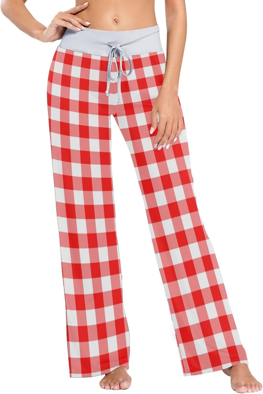 GZHJMY Women's Pajama Pants Red & White Checked Comfy Stretch Sleepwear ...