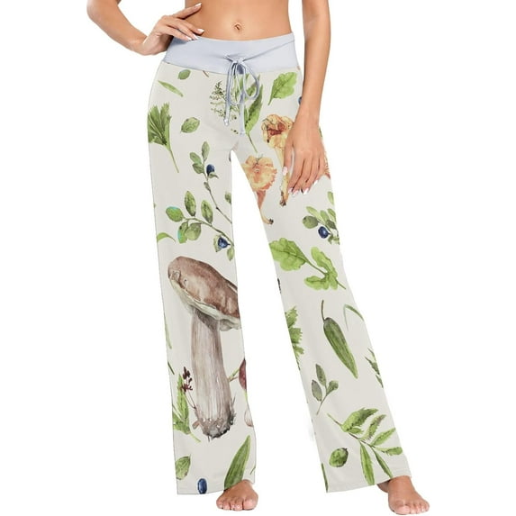 GZHJMY Women's Pajama Pants Wild Mushrooms Comfy Stretch Sleepwear Womens Wide Leg Pants Casual Loose Yoga Sweatpants Comfy Lounge Pajama, X-Large