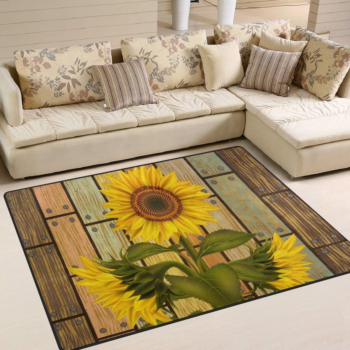 Vintage World Map Non-Slip Area Rug - 4' X 5' (48"x63"), Polyester, For Living Room, Bedroom, Dorm