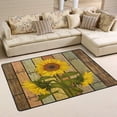 thumbnail image 1 of GZHJMY Wooden Sunflower Vintage Non Slip Area Rug for Living Dinning Room Bedroom Kitchen, 4' x 6'(48 x 72 Inches), Flower Floral Nursery Rug Floor Carpet Yoga Mat, 1 of 6