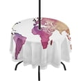 thumbnail image 1 of GZHJMY World Map Watercolor Outdoor Round Tablecloth Polyester Circular Table Cloth Water Resistant Spill Proof Large Table Cover for Dining Kitchen Party 60inch, 1 of 7