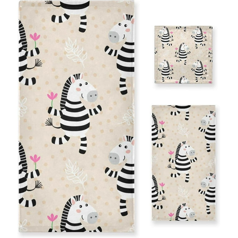 GZHJMY Zebra Bath Towel Set of 3 Absorbent Soft Bathroom Towel with Hand Towel Washcloth for Hotel Beach Gym and Spa Walmart