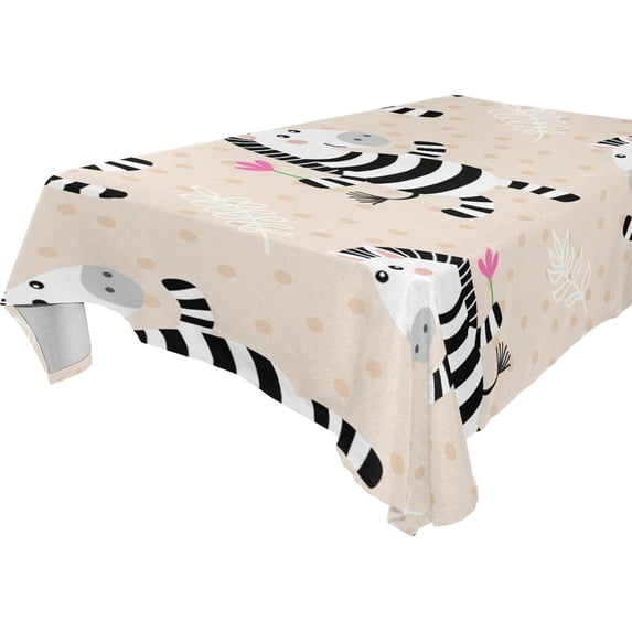 GZHJMY Zebra Tablecloth, Rectangle Waterproof Washable Polyester Table Cover for Picnic Dinner Holiday Party Decor, 54 x 54 Inch