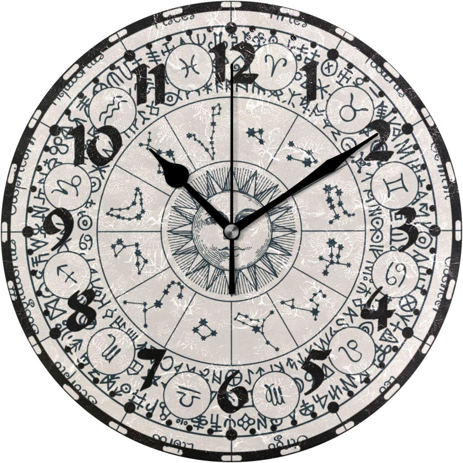 GZHJMY Zodiac Signs Wall Clock, Silent Non Ticking 10 Inch Battery Operated Wall Clocks, Easy to
