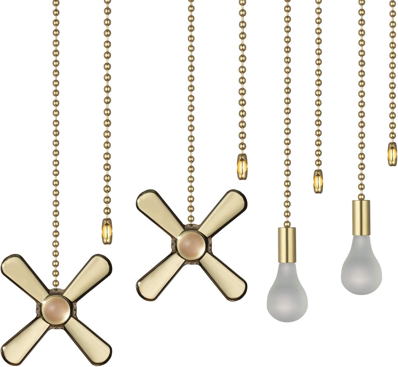 2-Pack Ceiling Fan Pull Chain Extenders – 12 Inch With Fan & Bulb Ornaments, Retro Style, Black
