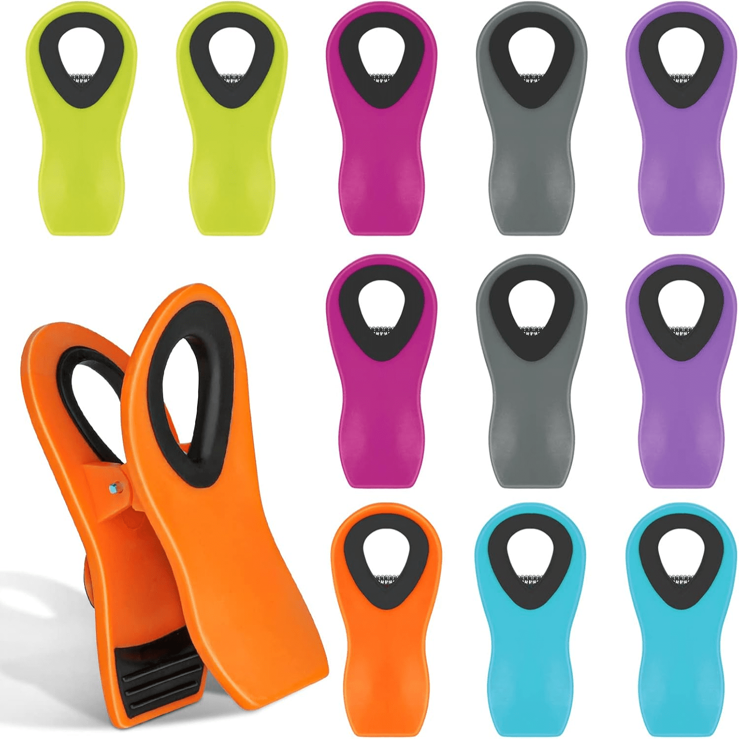 GZHOUFDXINX Heavy Duty Chip Bag Clips Assorted Sizes 12Pack Small