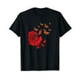 GZHY Red Rose With Butterflies Garden Gardener Flowers Rose TShirt
