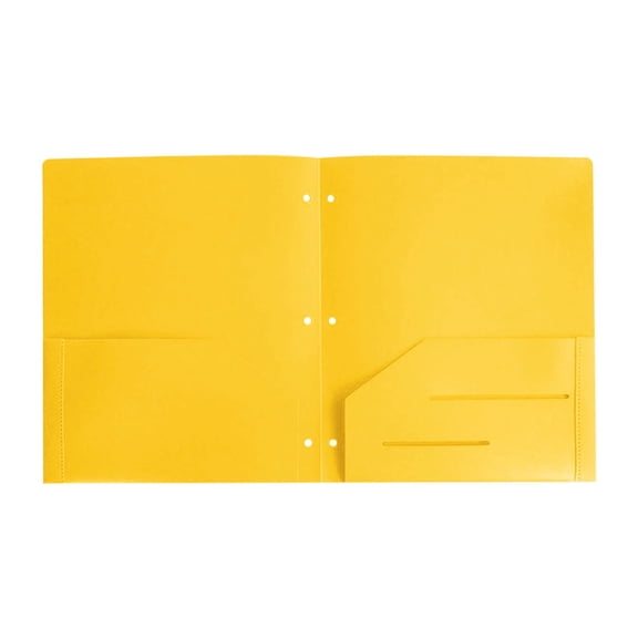GZJCKJY 1 Pack Plastic with 2 Pockets,Binder Dividers with Pocket, 3 Hole Punch Folder with Notches, Binder Folders(Yellow)