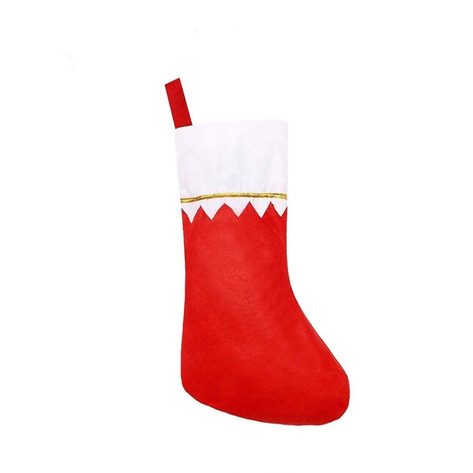 15'' Red and White Felt Christmas Stockings with Gold Trim, Set of 12