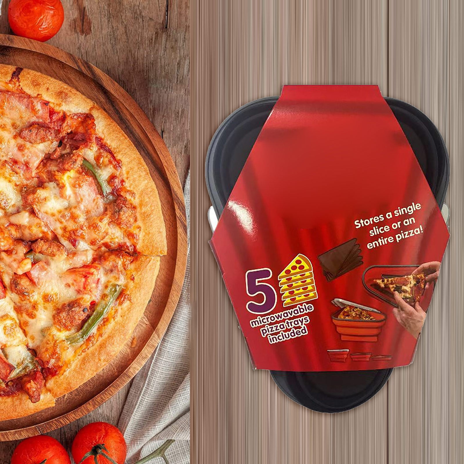 GZJCKJY Reusable Pizza Storage Container with 5 Microwavable Serving