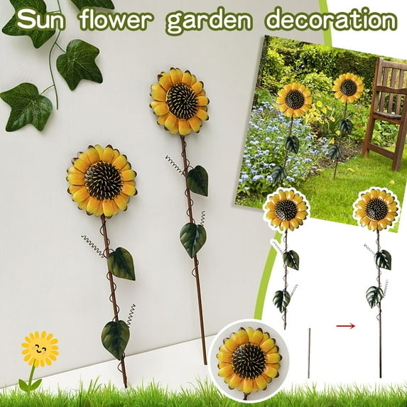 GZJCKJY Sunflower Yard Decoration Art Decor Garden Outdoor for Yard Metal Stake Decor Patio & Garden Garden Supplies