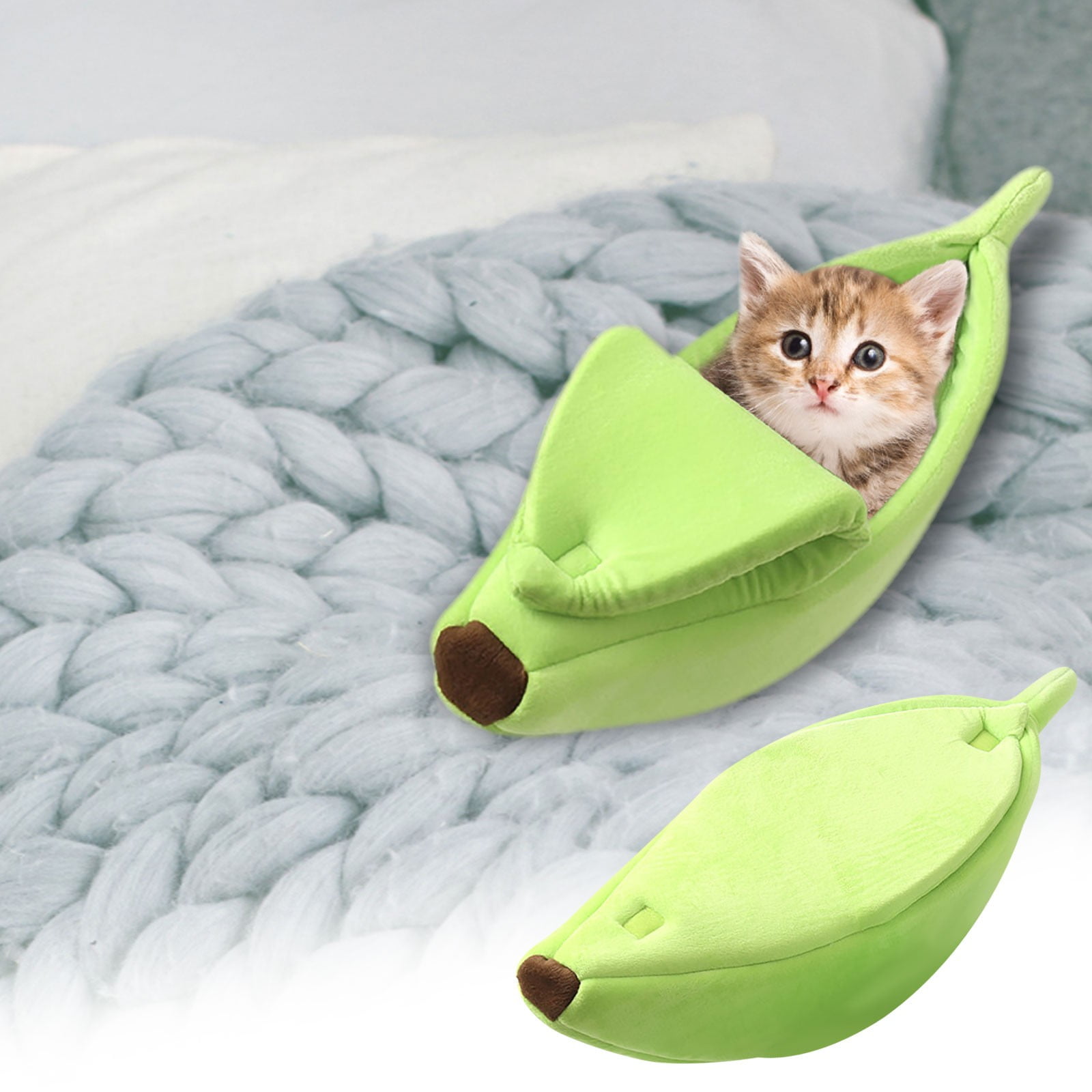 GZLY Banana Shaped Cat Bed for Indoor Cats Large Cat Flap Pet Cat House with Furry Ball