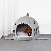 GZLY Shark Shaped Dog Bed Anti-Anxiety, Self-Warming, Comfortable Soft Plush Round Pet Bed, Ideal for Family and Travel Cat House Gray One Size