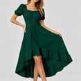 thumbnail image 1 of GZMOALH Women's Renaissance Square Neck High Low Dress with Puff Sleeves and Ruched Bodice, 1 of 7