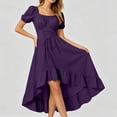 thumbnail image 1 of GZMOALH Women's Renaissance Square Neck High Low Dress with Puff Sleeves and Ruched Bodice, 1 of 7