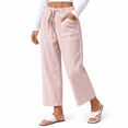 thumbnail image 1 of GZMOALH Women's Striped Print Elastic Waist Drawstring Wide Leg Pants with Pockets Casual Loose Fit Long Pants, 1 of 9