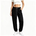 thumbnail image 1 of GZMOALH Women's Waffle Knit Jogger Pants, Elastic Waist with Side Pockets and Tapered Cuffs for Casual Daily Wear, 1 of 6