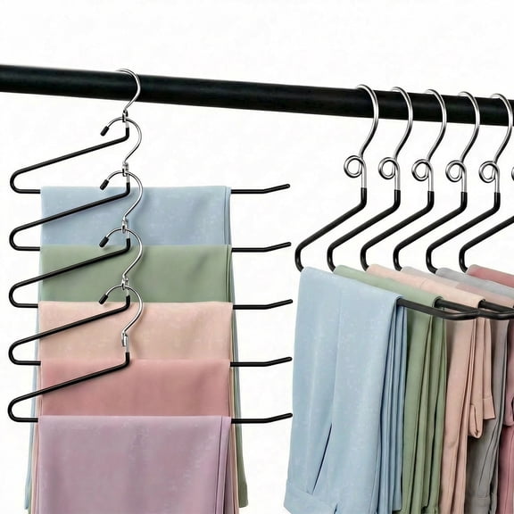 GZQXHOME Non Slip Metal Pant Hanger, Space Saving Multi-Layer Open End Organizer for Jeans Slacks, 20 Pack(Black)
