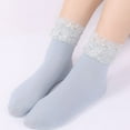 thumbnail image 1 of GZWYHT Ankle Socks,Crew Socks 1 Pairs Women Summer Soft Solid Lace Splice Socks Medium Stockings Socks Dress Socks,Cotton Socks,Cute Socks Light blue, 1 of 4