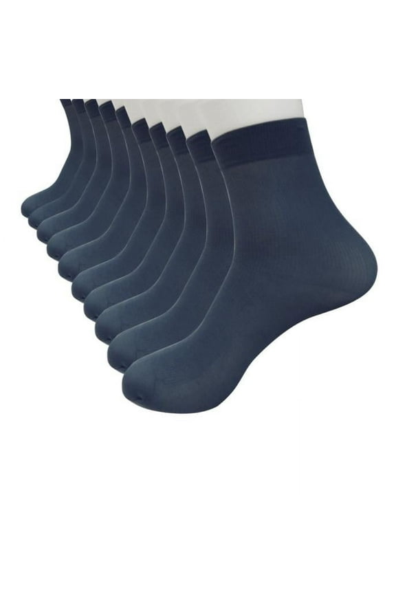 Ankle Socks,Crew Socks 10 Pairs Bamboo Fiber Ultra-thin Elastic Silky Short Silk Stockings Men Socks Dress Socks,, Dark blue