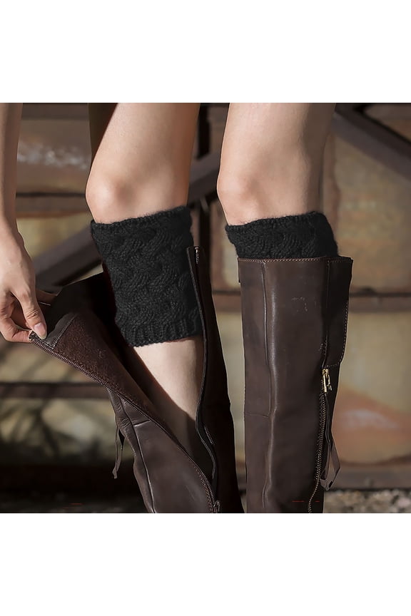 Ankle Socks,Crew Socks Knitted Boot Cover Short Coarse Needle And Thick Knitted Woollen Stocking Fuzzy Socks,Dress Socks, Black