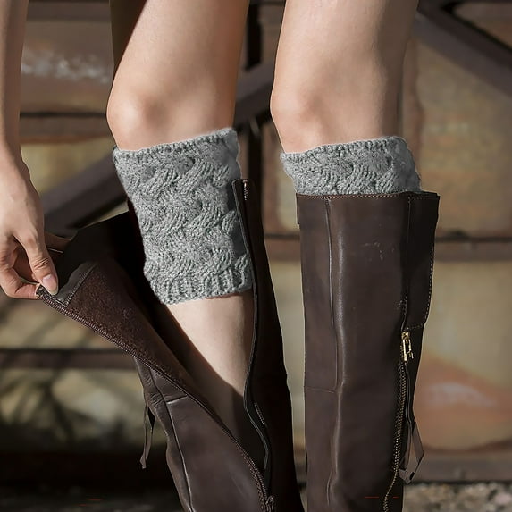 GZWYHT Ankle Socks,Crew Socks Knitted Boot Cover Short Coarse Needle And Thick Knitted Woollen Stocking Fuzzy Socks,Dress Socks, Grey