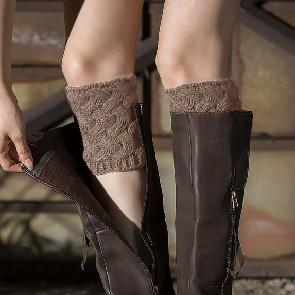 GZWYHT Ankle Socks,Crew Socks Knitted Boot Cover Short Coarse Needle And Thick Knitted Woollen Stocking Fuzzy Socks,Dress Socks, Khaki