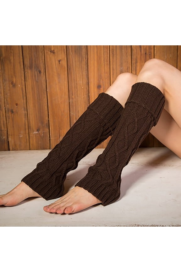 Ankle Socks,Crew Socks Knitted Wool Warm Leg Warmers Medium Length Lozenge Boot Cover Autumn Winter Foot Cover Pile Sock Cover Fuzzy Socks,Dress Socks, Coffee