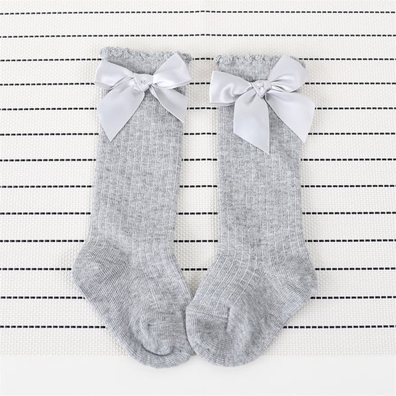 GZWYHT Ankle Socks,Crew Socks New Kids Toddlers Girls Big Bow Knee High Long Soft Cotton Lace Baby Socks Kids Dress Socks,, Grey