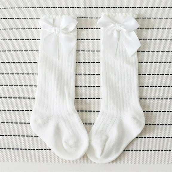 GZWYHT Ankle Socks,Crew Socks New Kids Toddlers Girls Big Bow Knee High Long Soft Cotton Lace Baby Socks Kids Dress Socks,, White