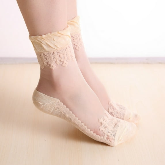 GZWYHT Ankle Socks,Crew Socks Women's Fashion Casual Invisible Long Lace Sexy Breathable Socks Dress Socks,Cute Socks,Socks for Women Yellow