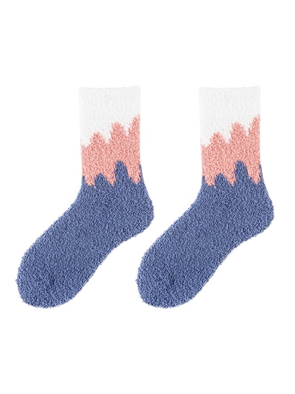 Ankle Socks,Crew Socks Womens Fuzzy Socks Slipper Winter Fluffy Cabin Warm Soft Coral Fleece Comfy Wave Print Mid Socks Home Socks Fuzzy Socks,Dress Socks, H